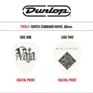 Vaja Dunlop custom white guitar picks.