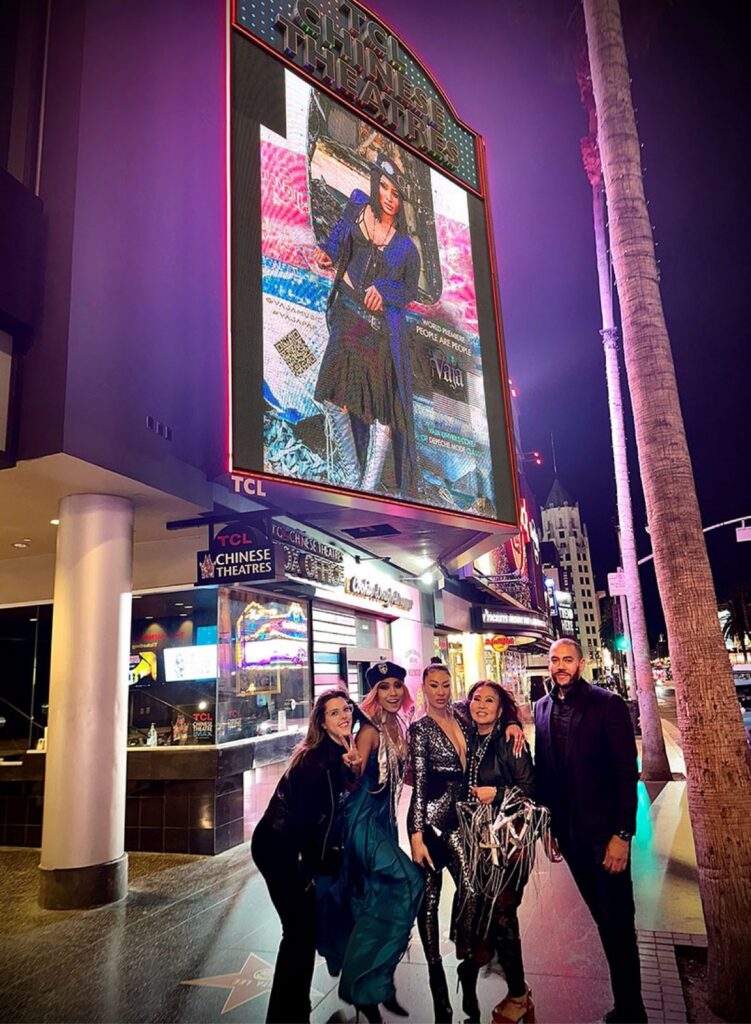 Vaja's People Are People world premiere poster on the TCL Chinese Theatres marquee in Hollywood